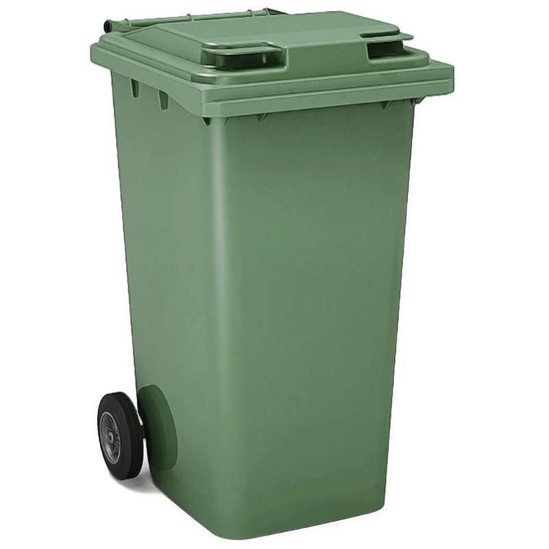 Контейнер для мусора пластик, 120 литров с педалью (зелёный)